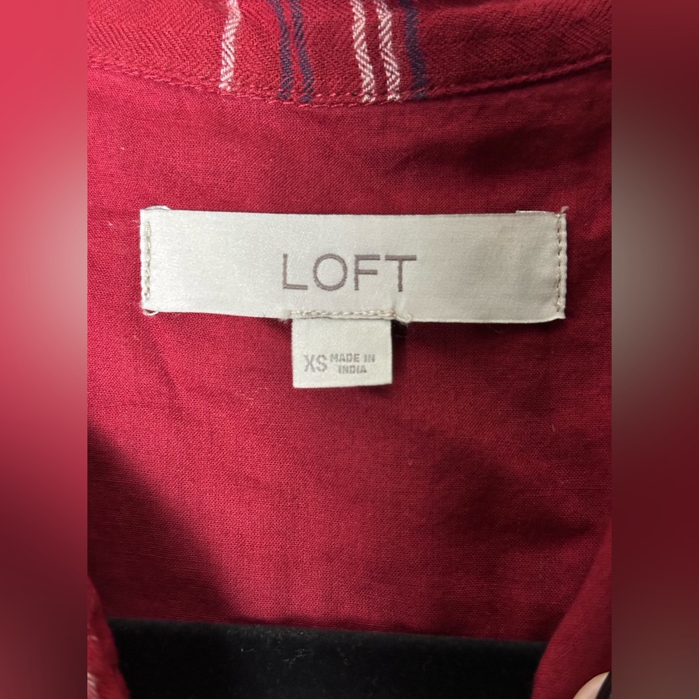 ANN TAYLOR LOFT LONG SLEEVE RED PLAID BUTTON UP DRESS XS #39 - Picture 4 of 4
